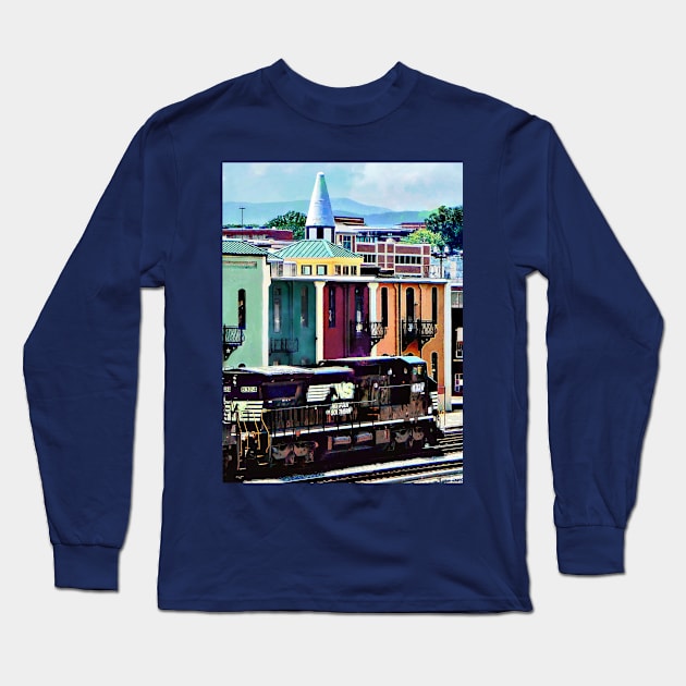 Norfolk VA - Train With Two Locomotives Long Sleeve T-Shirt by SusanSavad